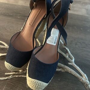 BCBG Dark Blue Espadrille Wedges